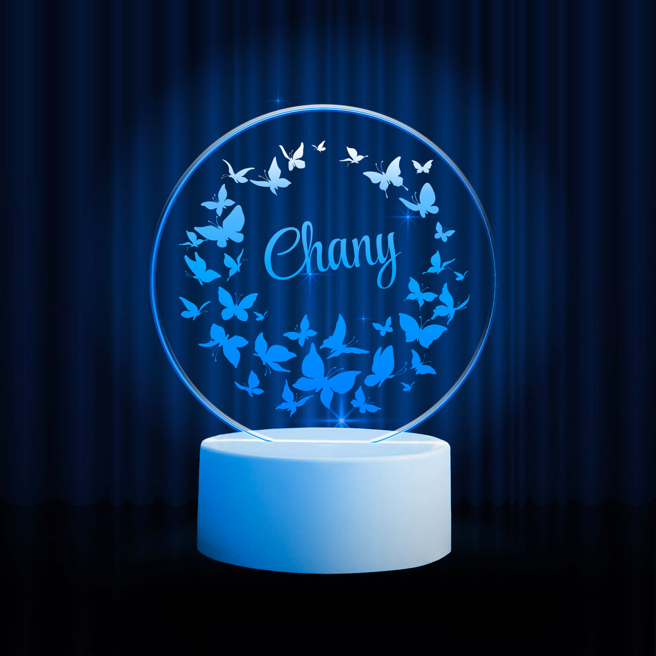 B222 Butterfly Round Personalized LED Nightlight
