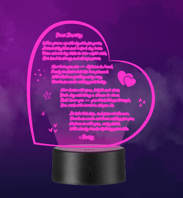 B333 - Your Poem in Heart Shape LED Nightlight