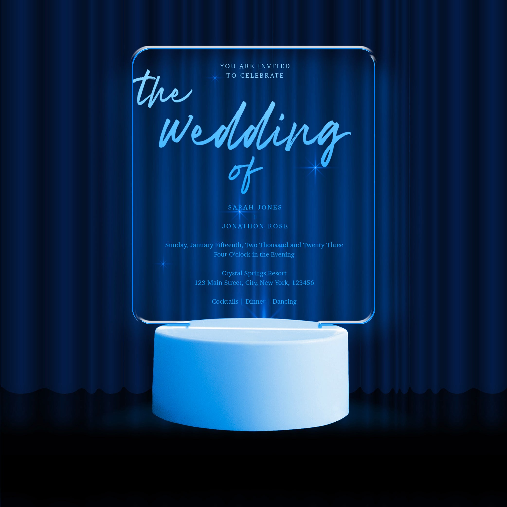 Wedding Invitation LED Night Light - Best Personalized Night Light Online